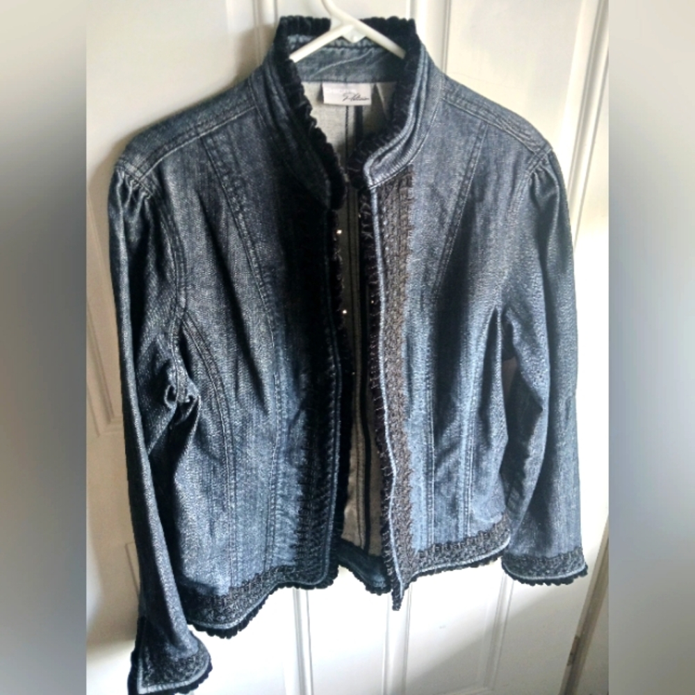 Ladies Plus Size Chico's Platinum Jean jacket,  size 2